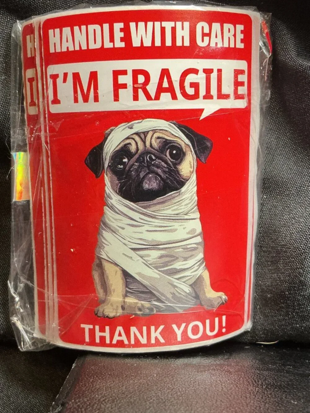 Handle With Care Fragile Packing Tape with Pug Graphic